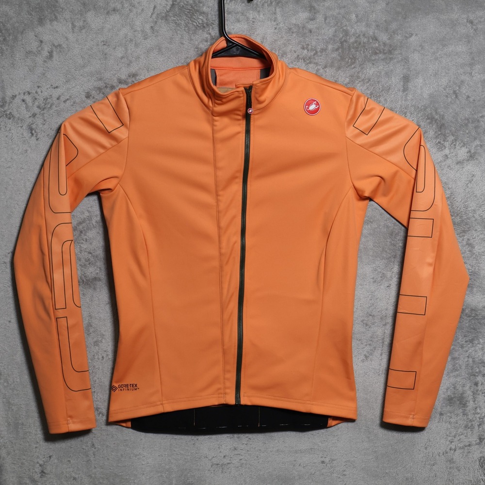 Castrelli Cycling Jacket Mens Large Orange Transition Gore-Tex Infinium Full Zip